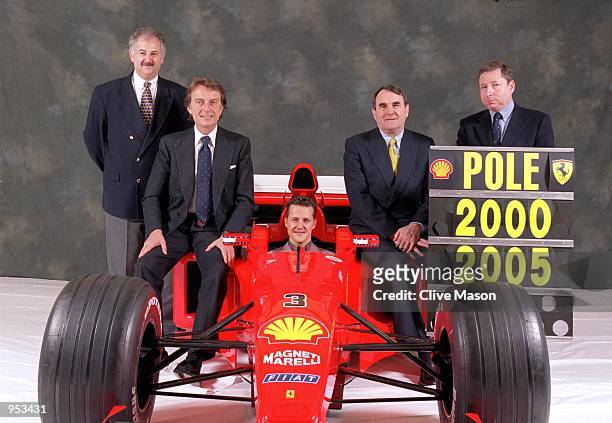 Russell Caplan the Executive VP Marketing of Shell Oil Products, Luca Di Montezemolo the Chairman of Ferrari, Michael Schumacher, Paul Skinner the...