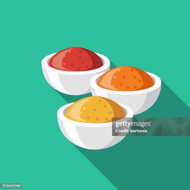 spices flat design india icon with side shadow - yellow curry stock illustrations