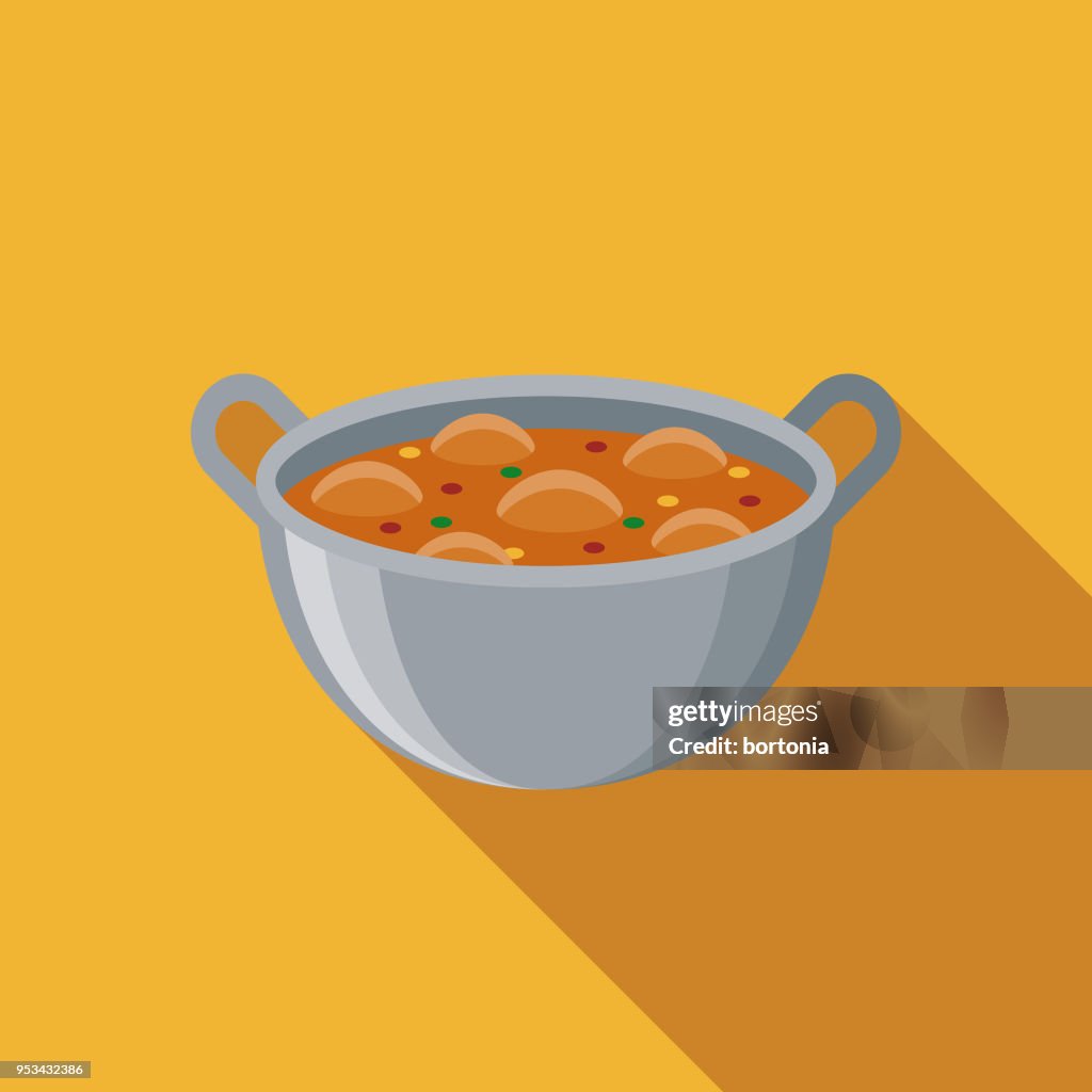 Curry Flat Design India Icon with Side Shadow