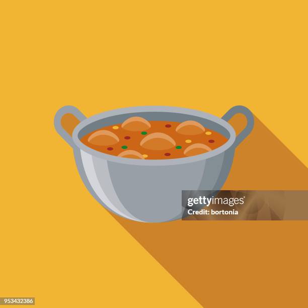 curry flat design india icon with side shadow - butter chicken stock illustrations