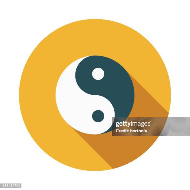 yin yang flat design india icon with side shadow - yin yang symbol stock illustrations