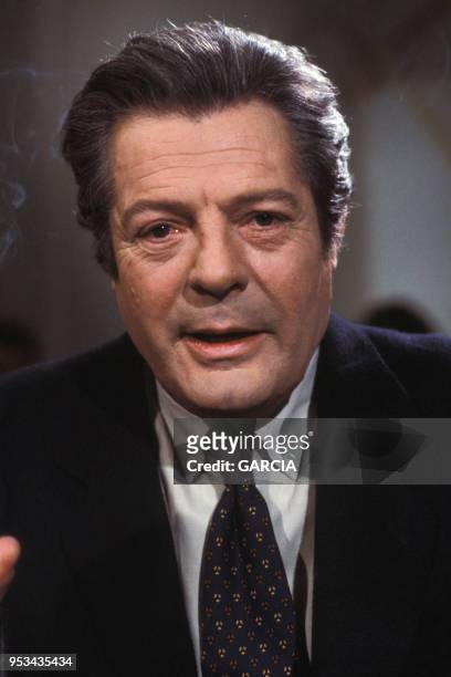 Acteur italien Marcello Mastroianni, circa 1980, à Paris, France.