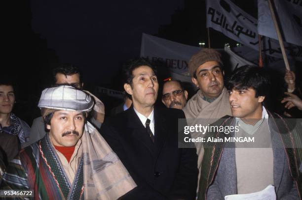 Ahmed Ben Bella lors d'une manifestation en janvier 1981 en Algérie.