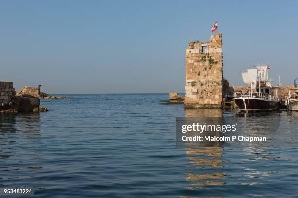 byblos harbour and ruins, jbeil, lebanon - byblos stock pictures, royalty-free photos & images