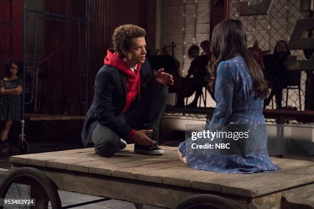 Totally Hosed" Episode 109 -- Pictured: Damon J. Gillespie as Robbie Thorne, Auli'i Cravalho as Lilette Suarez --