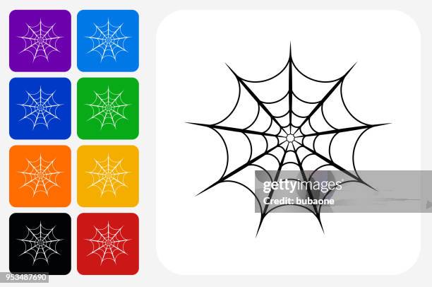 spider web icon square button set - spider web stock illustrations
