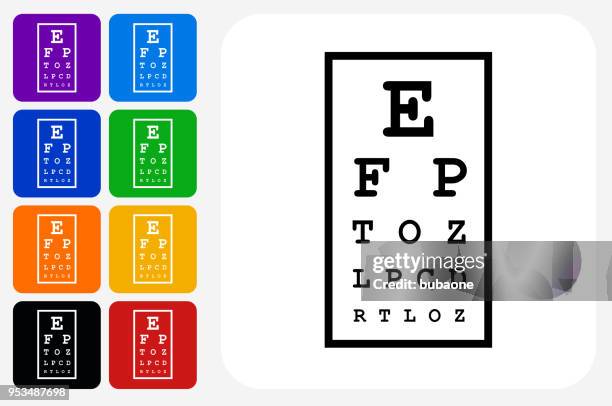 eye chart icon square button set - eye chart stock illustrations