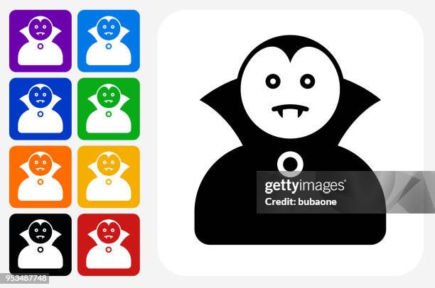 dracula halloween costume icon square button set - dracula stock illustrations