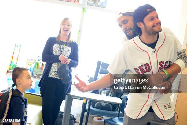 Red Sox players Joe Kelly and David Price visit Parker at Boston Children's Hospital May 1, 2018 in Boston, Massachusetts.