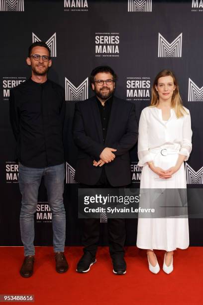 Efrat Dror , Ori Elon and Daniella Kertesz attend Series Mania Lille Hauts de France Festival day 5 photocall on May 1, 2018 in Lille, France.