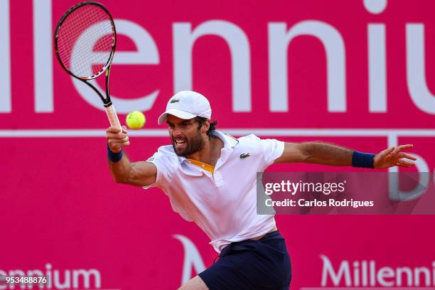 Pablo Andujar from Spain in action during the match between Pablo Andujar from Spain and Stefanos Tsitsipas from Greece for Millennium Estoril Open...