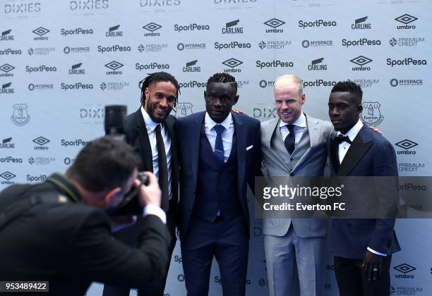 Ashley Williams, Oumar Niasse, Davy Klaassen and Idrissa Gueye pose during the Everton FC Dixies awards at The Liverpool Philharmonic Hall on May 1,...