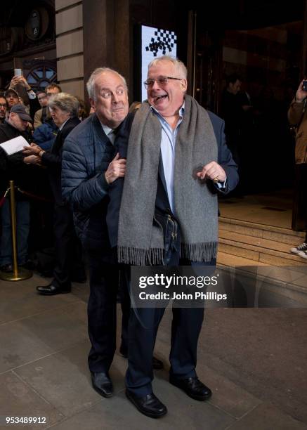 Gyles Brandreth and Christopher Biggins attend Chess The Musical press night at London Coliseum on May 1, 2018 in London, England.