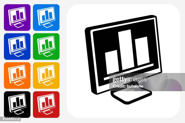 balkengrafik auf computer symbol quadrat-taste festlegen - bar graph vector stock-grafiken, -clipart, -cartoons und -symbole