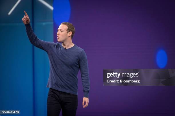 Mark Zuckerberg, chief executive officer and founder of Facebook Inc., speaks during the F8 Developers Conference in San Jose, California, U.S., on...