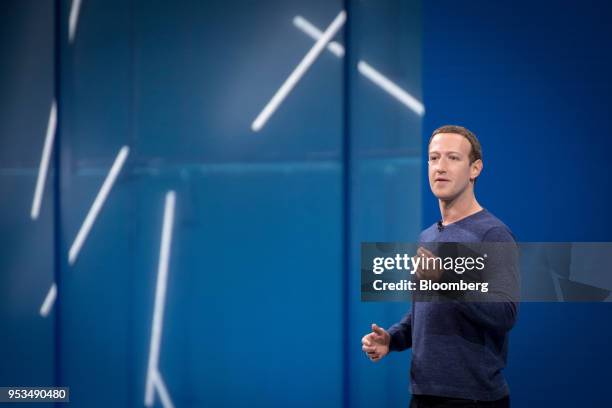 Mark Zuckerberg, chief executive officer and founder of Facebook Inc., speaks during the F8 Developers Conference in San Jose, California, U.S., on...