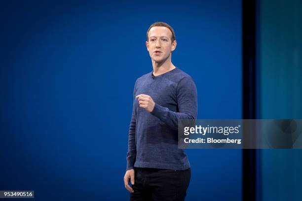 Mark Zuckerberg, chief executive officer and founder of Facebook Inc., speaks during the F8 Developers Conference in San Jose, California, U.S., on...