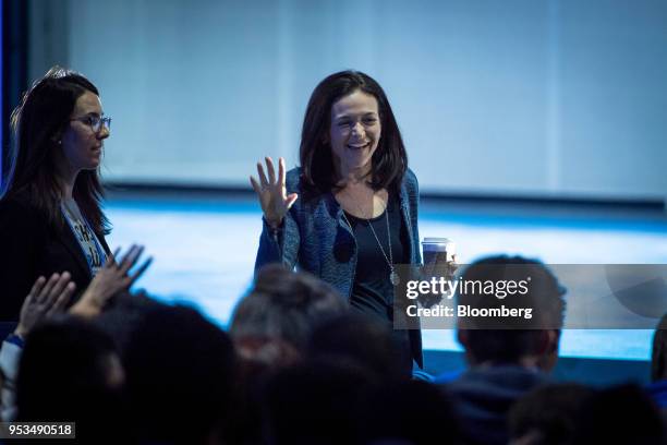 Sheryl Sandberg, chief operating officer of Facebook Inc., arrives at the F8 Developers Conference in San Jose, California, U.S., on Tuesday, May 1,...