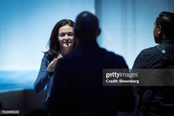 Sheryl Sandberg, chief operating officer of Facebook Inc., arrives at the F8 Developers Conference in San Jose, California, U.S., on Tuesday, May 1,...