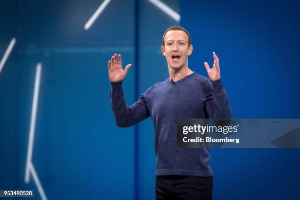 Mark Zuckerberg, chief executive officer and founder of Facebook Inc., speaks during the F8 Developers Conference in San Jose, California, U.S., on...