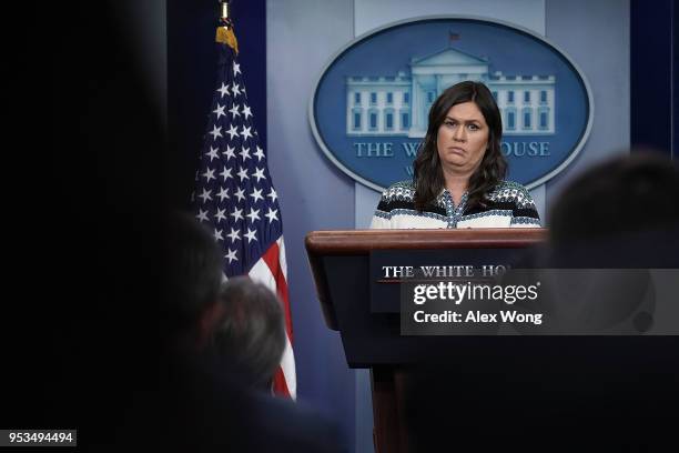 White House Press Secretary Sarah Sanders speaks during a White House daily news briefing at the James Brady Press Briefing Room of the White House...