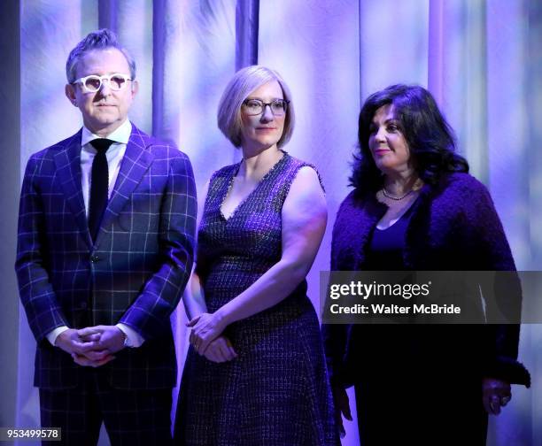 Thomas Schumacher, Heather Hitchens, and Charlotte St. Martin attend the 2018 Tony Awards Nominations Announcement at The New York Public Library for...