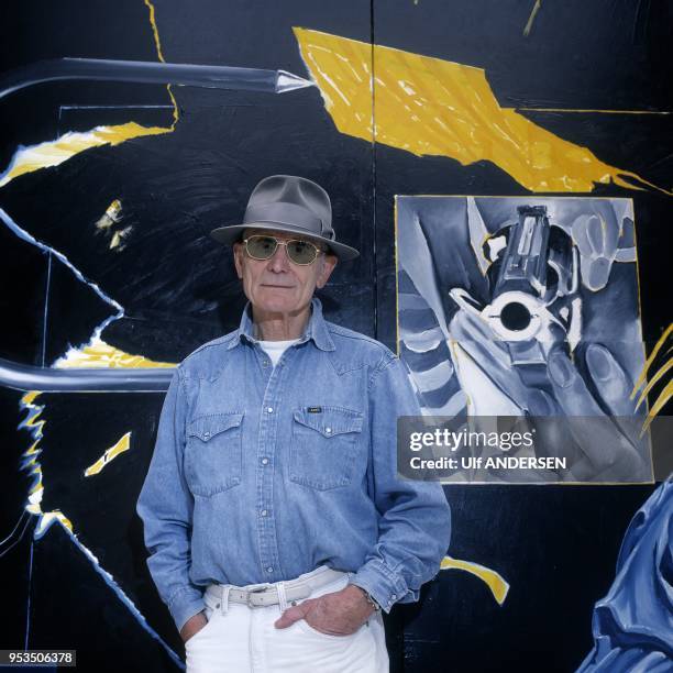 French painter Jacques Monory session portrait on September 12, 1997 in his studio in Paris France.