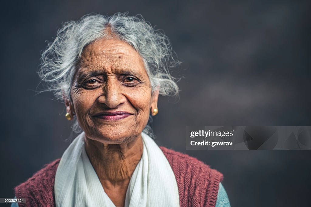 Confident senior woman of India