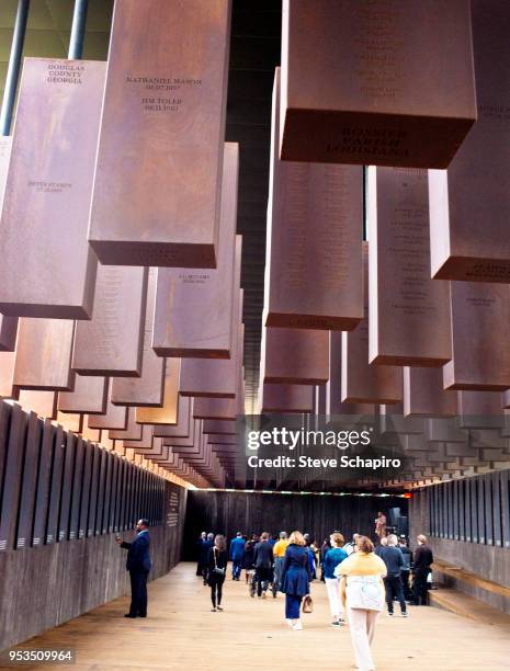 Visitors attend the opening of Bryan Stevenson's EJI National Memorial For Peace and Justice, Montgomery, Alabama, April 26, 2018.