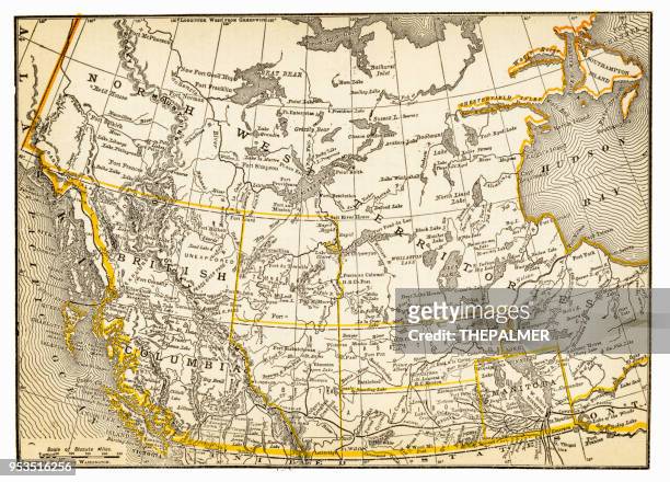 map of canada and territories 1893 - british columbia map stock illustrations