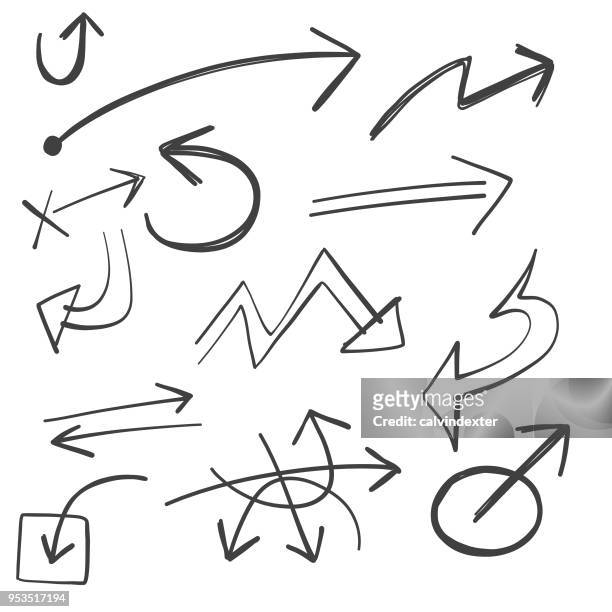 hand drawn arrow symbols - inch icon stock illustrations