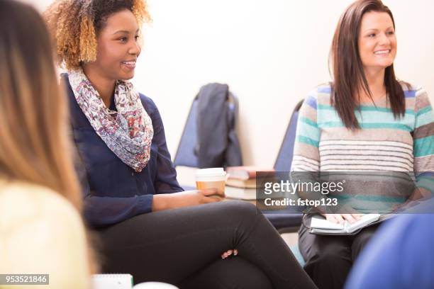 multi-ethnic group counseling session, support meeting. - drug rehab stock pictures, royalty-free photos & images
