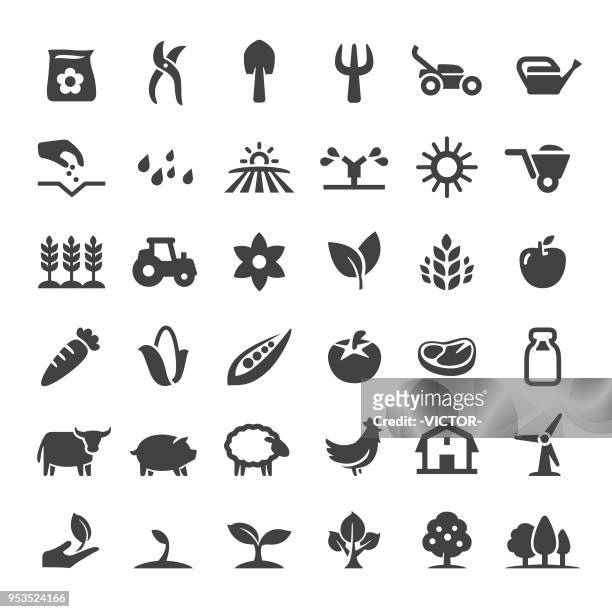 farm and agriculture icons - big series - land stock illustrations