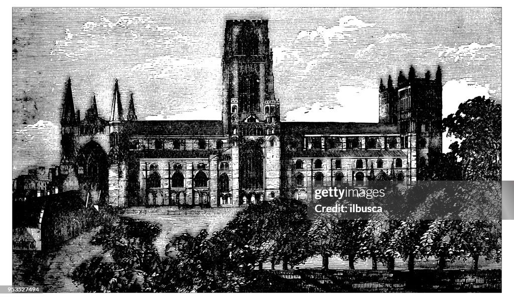 Antique engraving illustration: Durham Cathedral