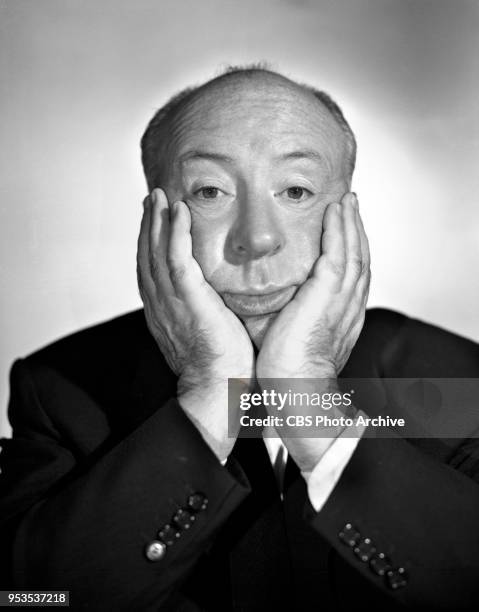 Portrait of Alfred Hitchcock, for the CBS television program, Alfred Hitchcock Presents. Los Angeles, CA. June 12, 1958.