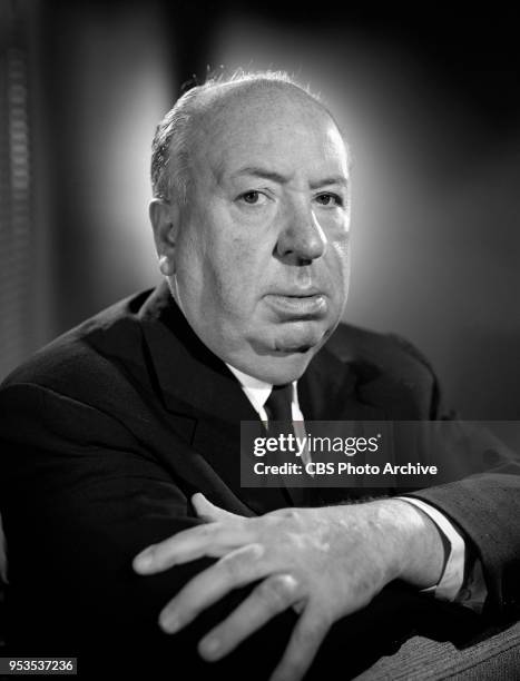 Portrait of Alfred Hitchcock, for the CBS television program, Alfred Hitchcock Presents. Los Angeles, CA. June 12, 1958.