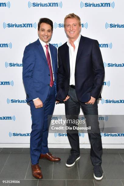 Ralph Macchio and William Zabka visit SiriusXM Studios on May 1, 2018 in New York City.