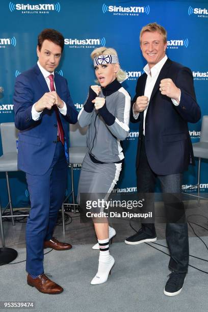 Ralph Macchio, Jenny McCarthy, and William Zabka at SiriusXM Studios on May 1, 2018 in New York City.