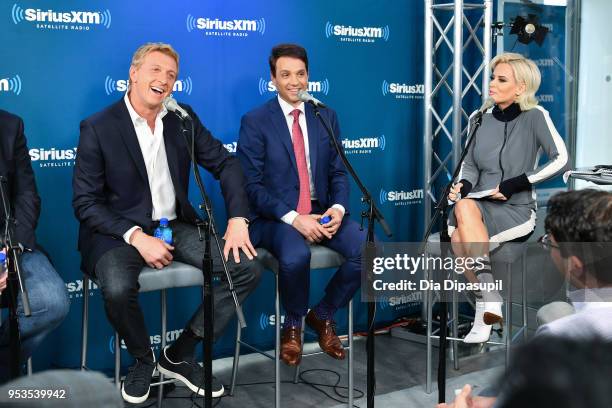 Jenny McCarthy interviews Ralph Macchio and William Zabka at SiriusXM Studios on May 1, 2018 in New York City.