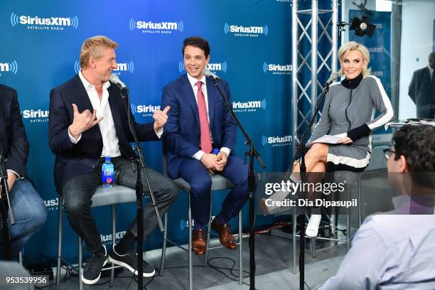 Jenny McCarthy interviews Ralph Macchio and William Zabka at SiriusXM Studios on May 1, 2018 in New York City.