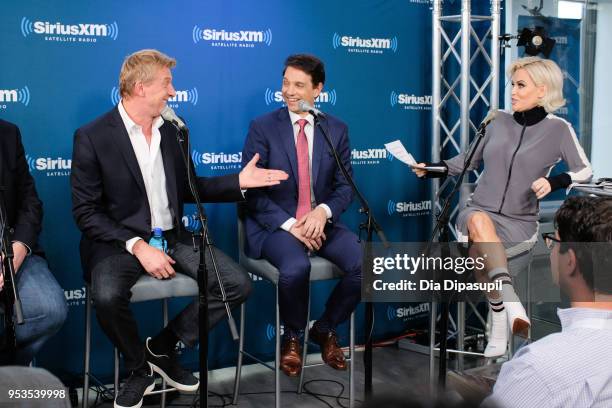 Jenny McCarthy interviews Ralph Macchio and William Zabka at SiriusXM Studios on May 1, 2018 in New York City.