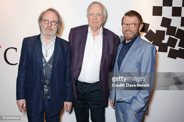 Benny Andersson, Sir Tim Rice and Bjorn Ulvaeus attend the press night after party for "Chess" at St Martins Lane on May 1, 2018 in London, England.