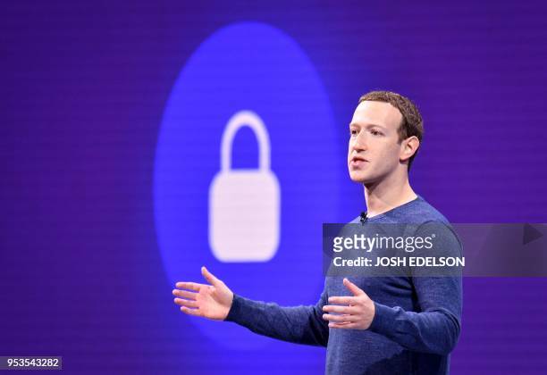 Facebook CEO Mark Zuckerberg speaks during the annual F8 summit at the San Jose McEnery Convention Center in San Jose, California on May 1, 2018. -...