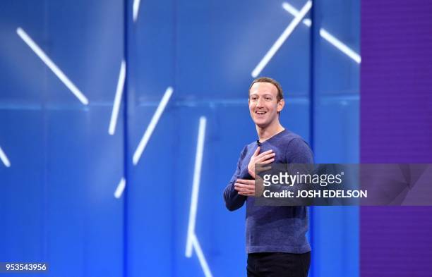 Facebook CEO Mark Zuckerberg speaks during the annual F8 summit at the San Jose McEnery Convention Center in San Jose, California on May 1, 2018....