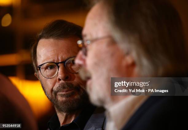 Bjorn Ulvaeus and Benny Andersson from Abba, during the aftershow for the press night of the musical Chess, at the London Coliseum in central London.