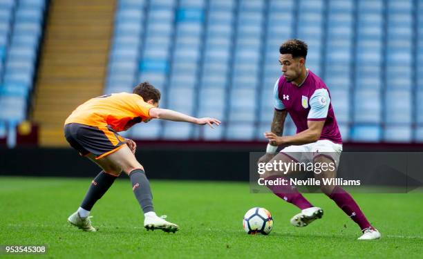 Andre Green of Aston Villa during the Premier League 2 play off semi final match between Aston Villa and Reading at Villa Park on May 01, 2018 in...