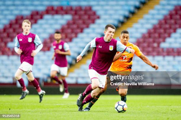 Jack Clarke of Aston Villa during the Premier League 2 play off semi final match between Aston Villa and Reading at Villa Park on May 01, 2018 in...