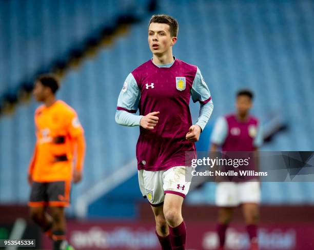 Jack Clarke of Aston Villa during the Premier League 2 play off semi final match between Aston Villa and Reading at Villa Park on May 01, 2018 in...