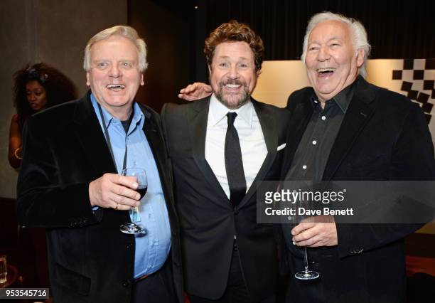 Cast member Michael Ball poses with producers Michael Grade and Michael Linnit at the press night after party for "Chess" at St Martins Lane on May...