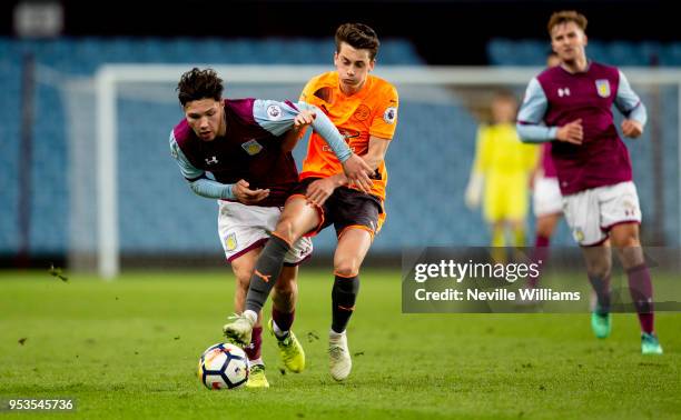 Callum O'Hare of Aston Villa during the Premier League 2 play off semi final match between Aston Villa and Reading at Villa Park on May 01, 2018 in...